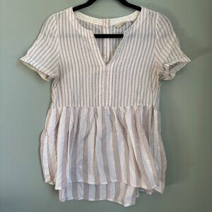 11 1 Tylho Anthropologie Short Sleeve Peplum Stripe Short Sleeve Shirt
